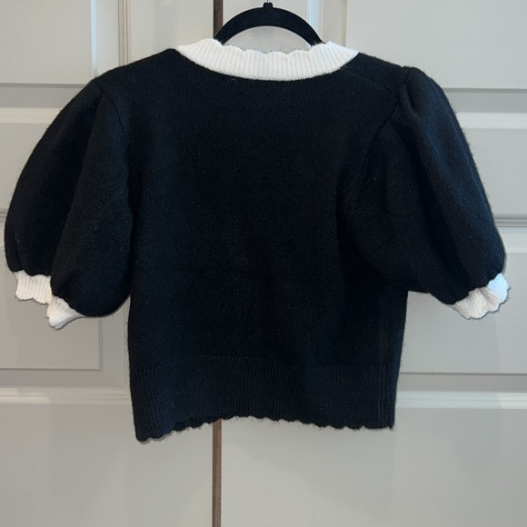 English Factory Black/Cream Cropped Button Sweater - Picture 2 of 3